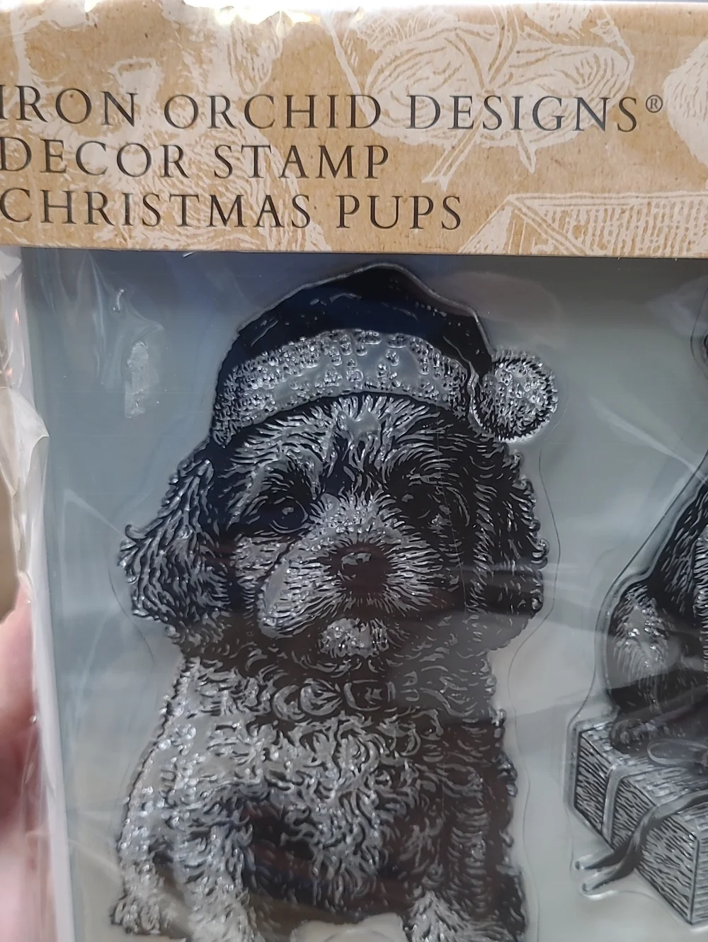 IOD Iron Orchid Designs Christmas Pups 6 Decor Stamps Bonus Reusable Masks 25195